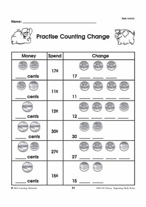 Canadian Money: Math Worksheets Grades 1-3