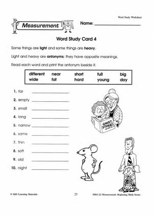 Measurement: 6 Word Study Activities