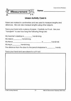 Linear Activities Grades 1-3