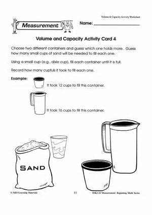 Volume and Capacity Activities Grades 1-3