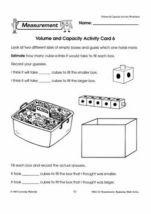 Volume and Capacity Activities Grades 1-3