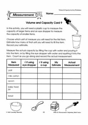 Volume and Capacity Activities Grades 1-3