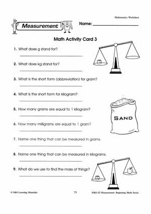 Measurment Worksheets & Word Problems Grades 1-3