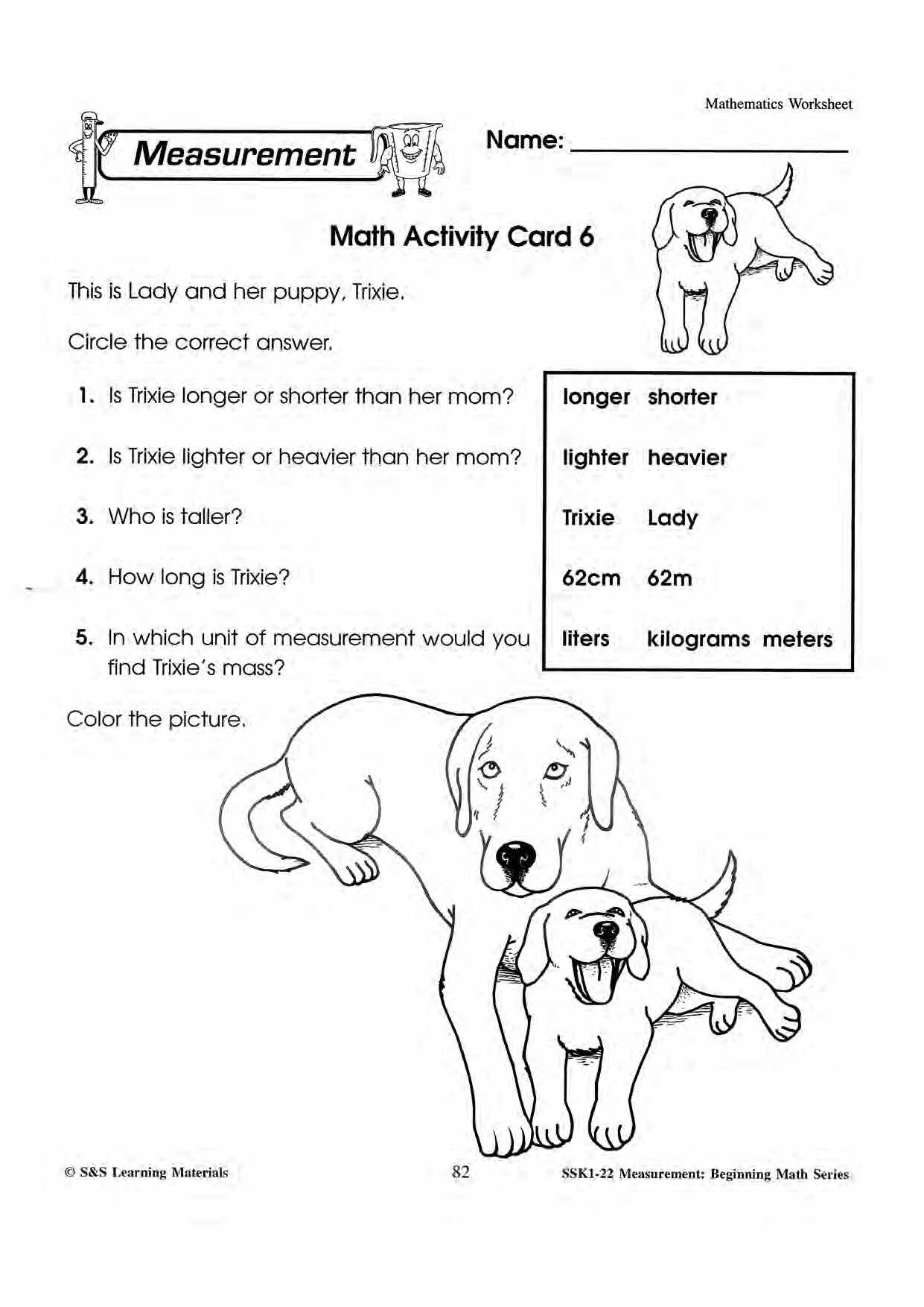 Measurment Worksheets & Word Problems Grades 1-3