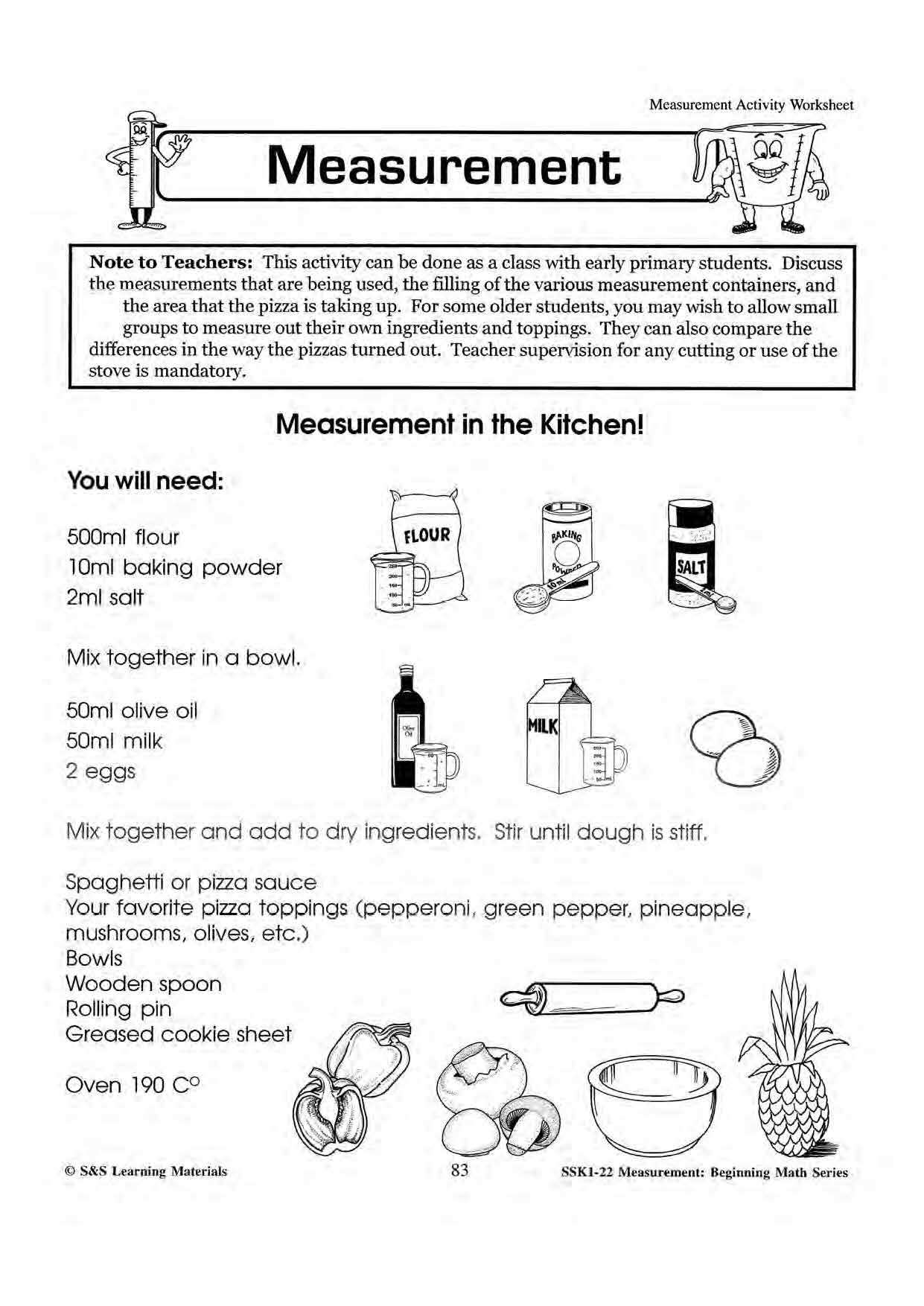Measurment Worksheets & Word Problems Grades 1-3