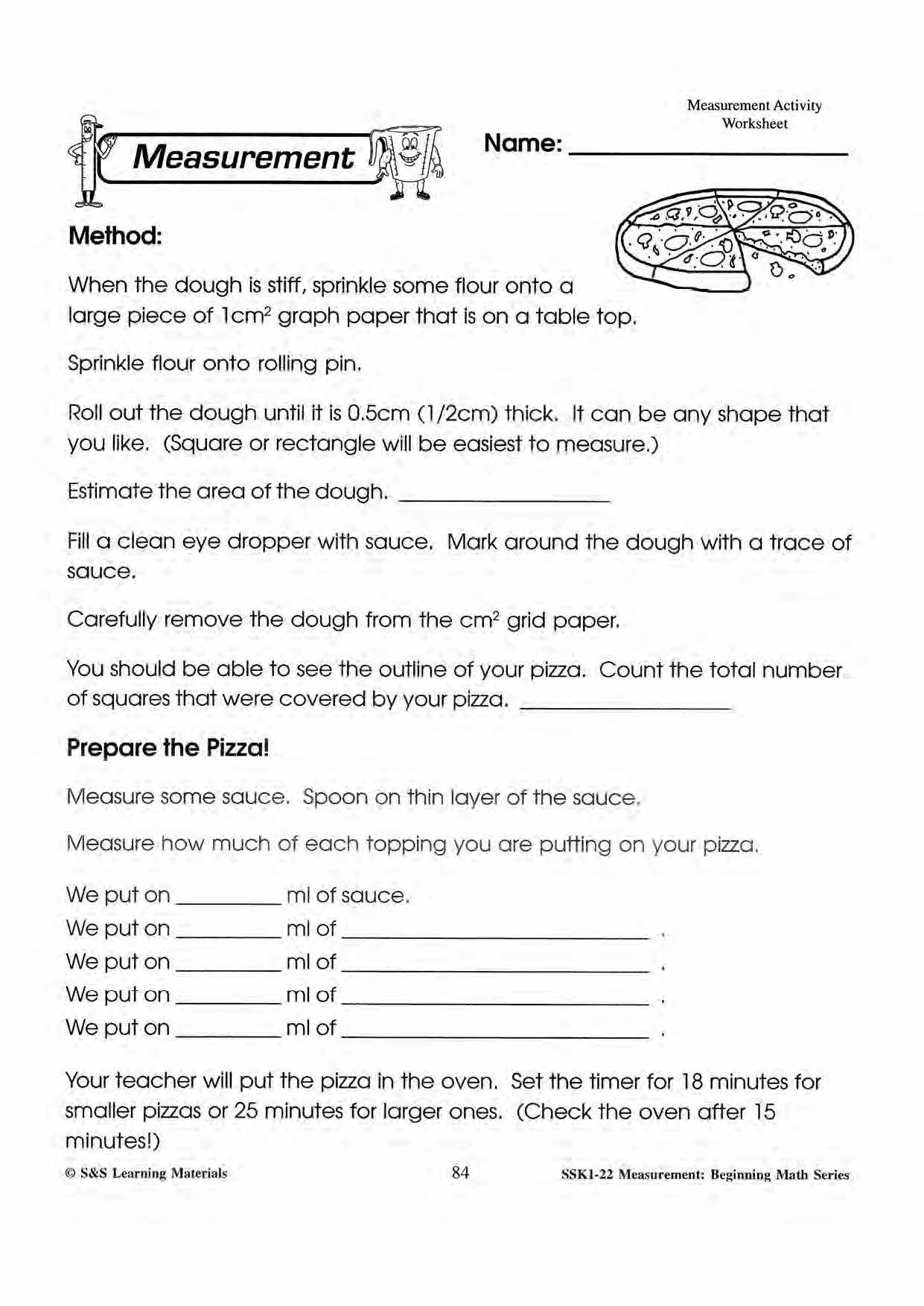 Measurment Worksheets & Word Problems Grades 1-3