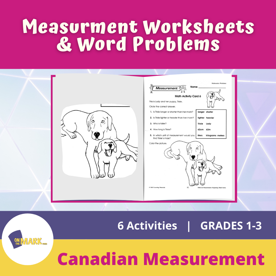 Measurment Worksheets & Word Problems Grades 1-3