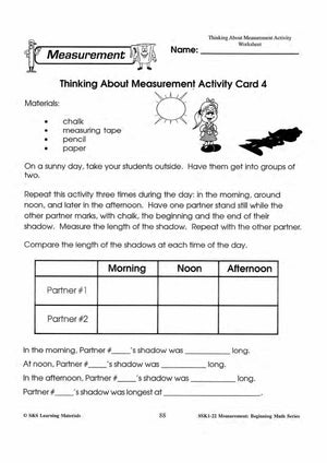 Thinking About Measurement Activities Grades 1-3