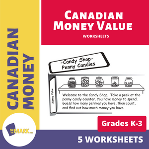 Canadian Money Value Grades K-3 Worksheets