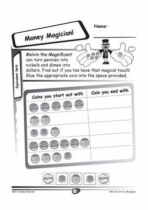 Canadian Money: Equivalent Sets Grades K-3 Worksheets