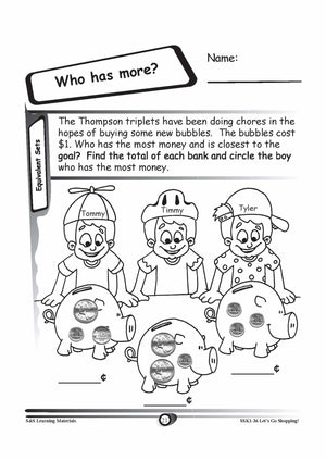 Canadian Money: Equivalent Sets Grades K-3 Worksheets