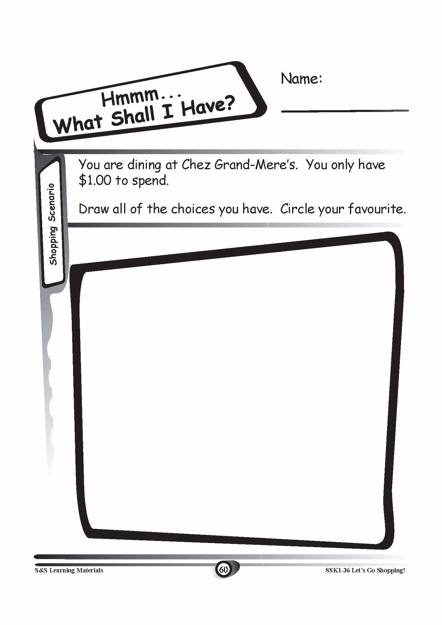 Shopping Scenario's Grades K-3 Worksheets