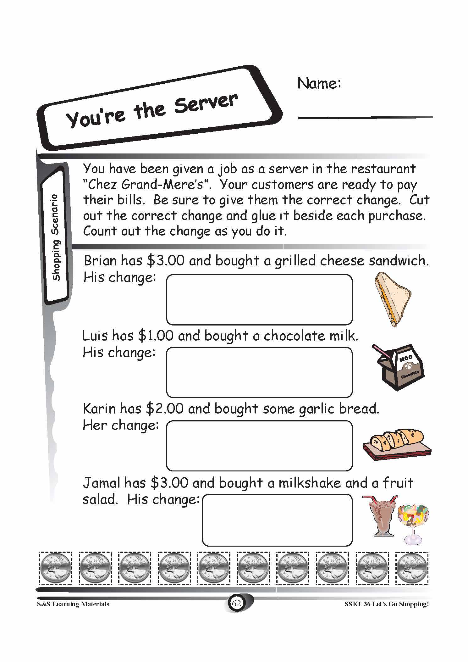 Shopping Scenario's Grades K-3 Worksheets