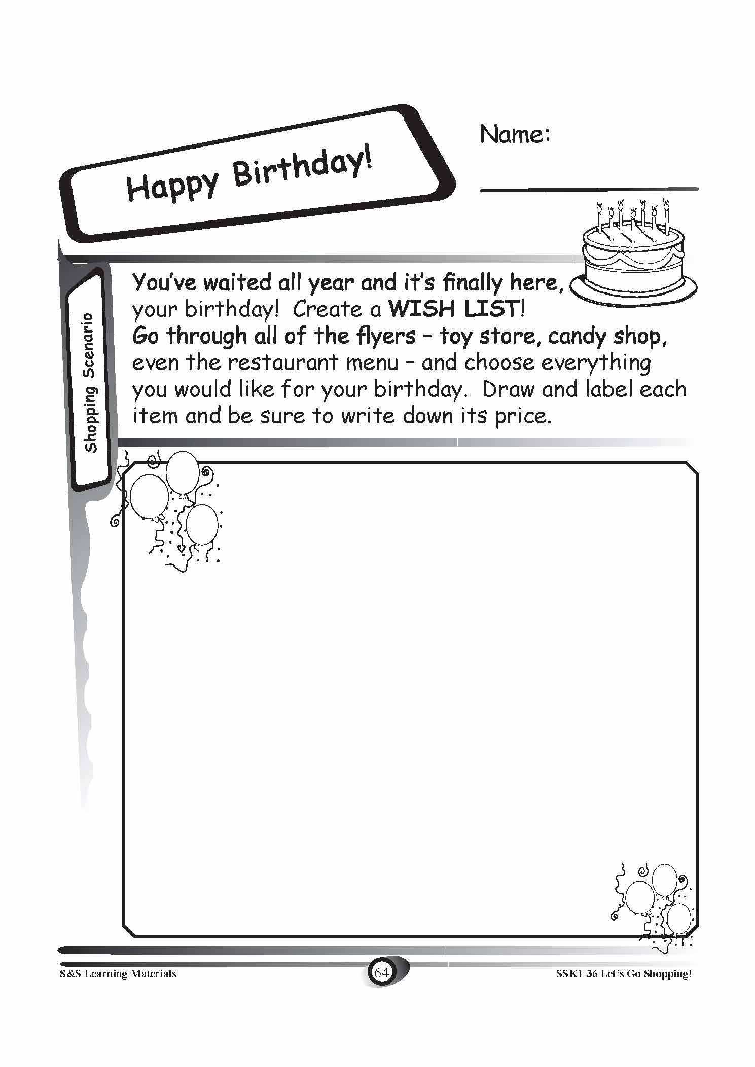 Shopping Scenario's Grades K-3 Worksheets