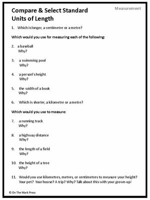 Canadian Measurement Lesson Plans & Activities Grade 3