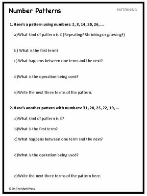 Canadian Patterning Lesson Plans & Activities Grade 4