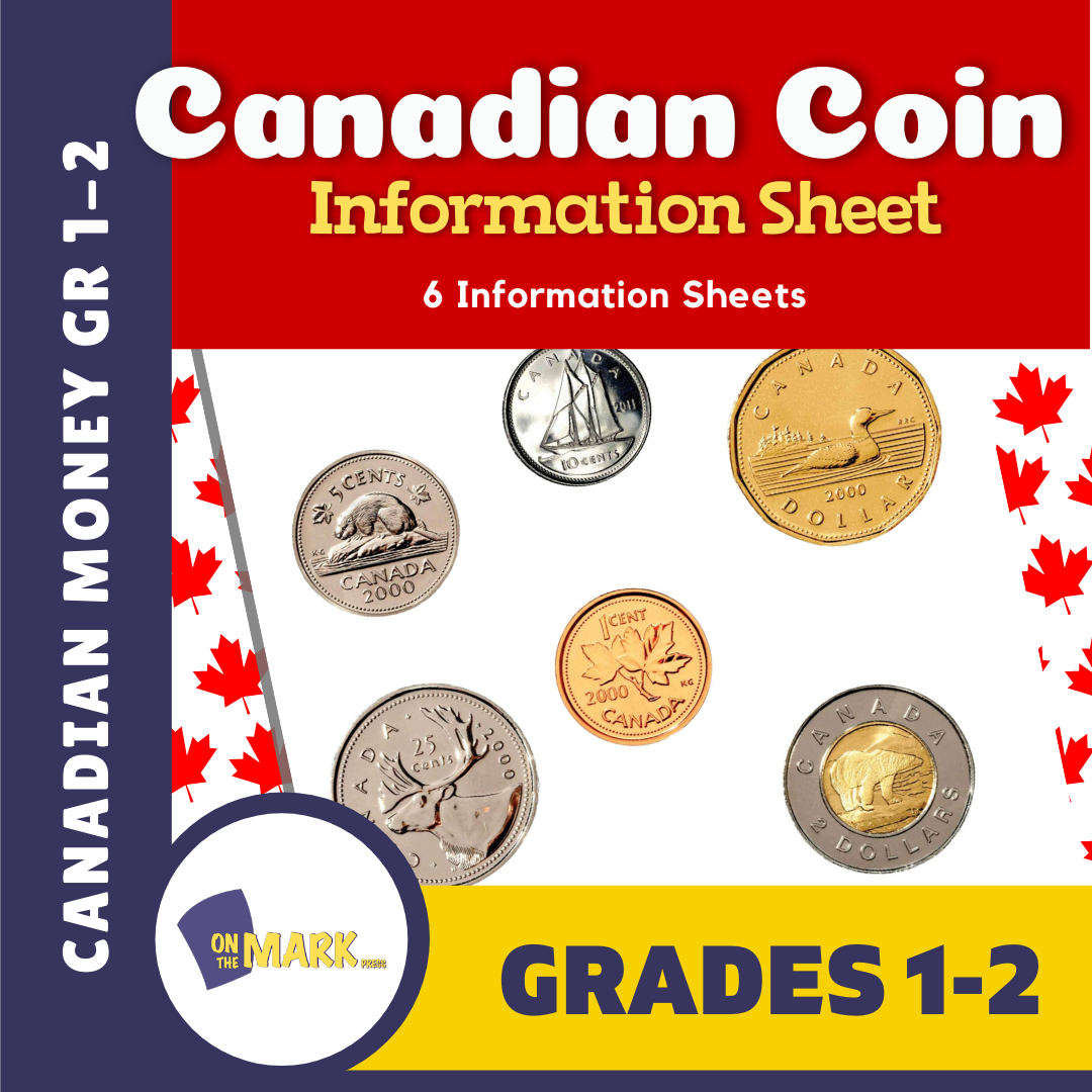 Canadian Money Coin Information Sheets Grades 1-3