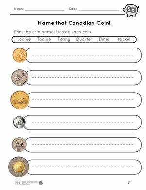 Naming, Matching & Counting Canadian Coins Grades 1-2