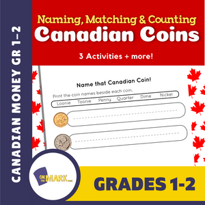 Naming, Matching & Counting Canadian Coins Grades 1-2