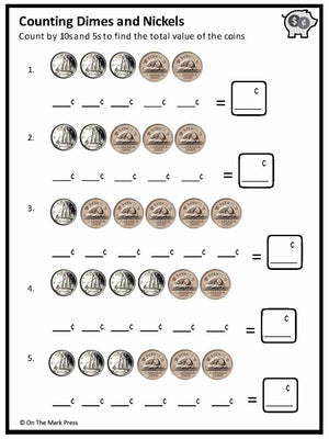 Counting Canadian Money - Coins Grades 1-2