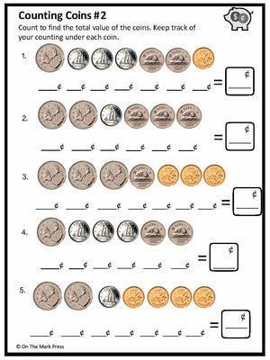 Counting Canadian Money - Coins Grades 1-2