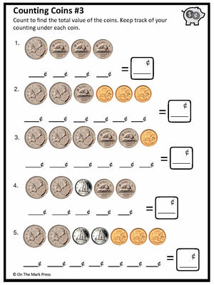 Counting Canadian Money - Coins Grades 1-2