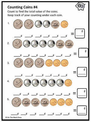 Counting Canadian Money - Coins Grades 1-2