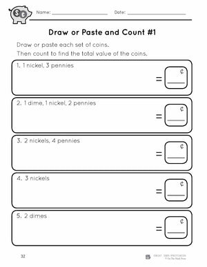 Draw or Paste and Count Canadian Money Grades 1-2