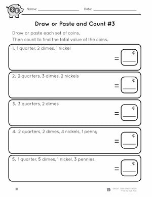 Draw or Paste and Count Canadian Money Grades 1-2