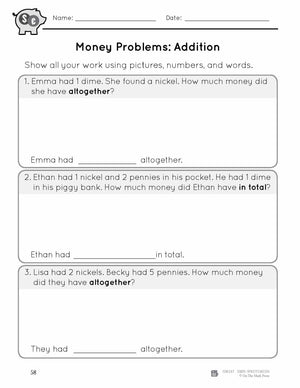 Canadian Money - Word Problems Grades 1-2