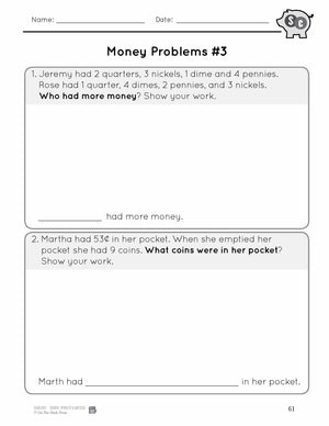 Canadian Money - Word Problems Grades 1-2