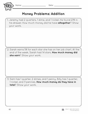 Canadian Money - Word Problems Grades 1-2