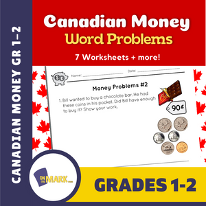Canadian Money - Word Problems Grades 1-2