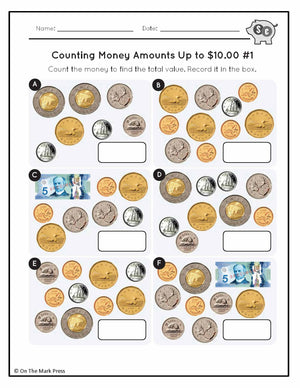 Counting Canadian Money Amounts Up to $10 Grade 3-4