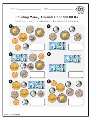 Counting Canadian Money Amounts Up to $10 Grade 3-4