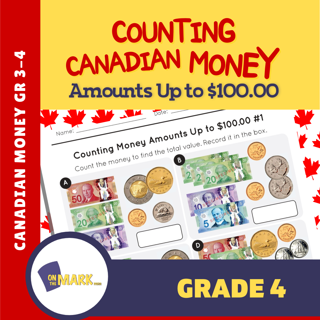 Counting Canadian Money Amounts Up to $100 Grade 4