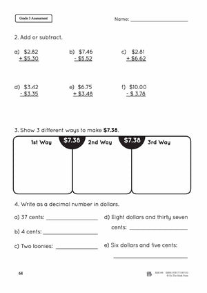 Canadian Money Grade 3 Assessment Activities