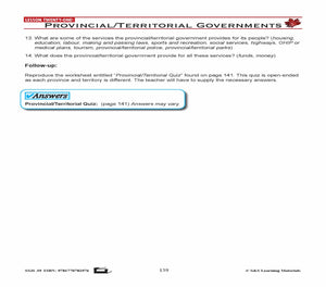 Canadian Government Lessons: Provincial/Territorial Governments Grades 5+