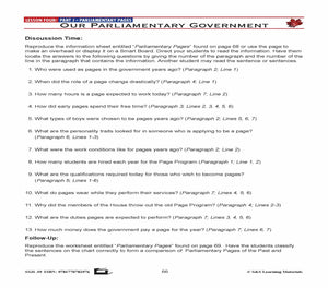 Canadian Government Lesson: Parliamentary Pages Grades 5+