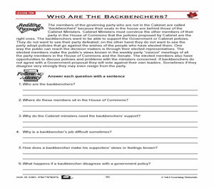 Canadian Government Lesson: Who are the Backbenchers? Grades 5+