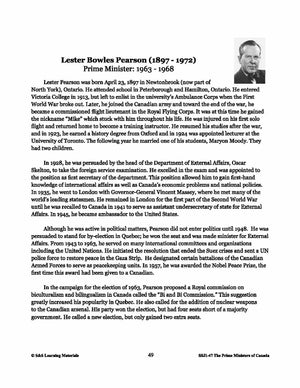 Lester Bowles Pearson Lesson Plan Gr. 4-8