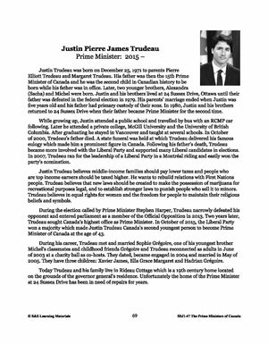 Justin Trudeau Lesson Plan Gr. 4-8