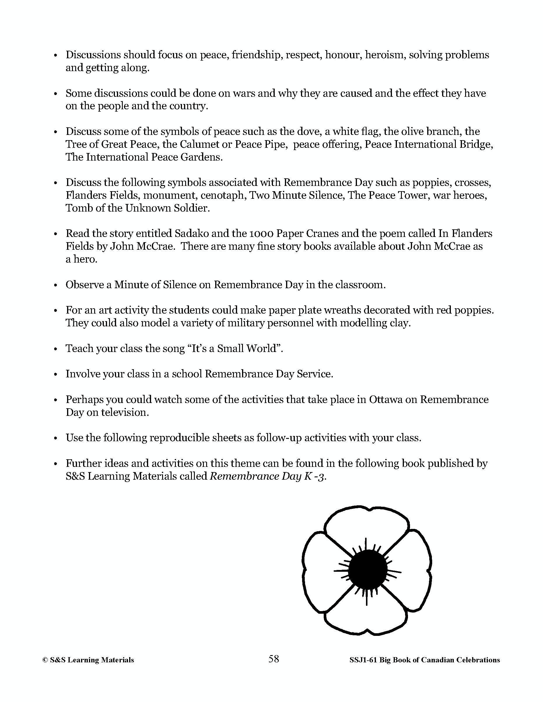 Remembrance Day Gr. 1-3 Teacher Directed Lesson & Activities