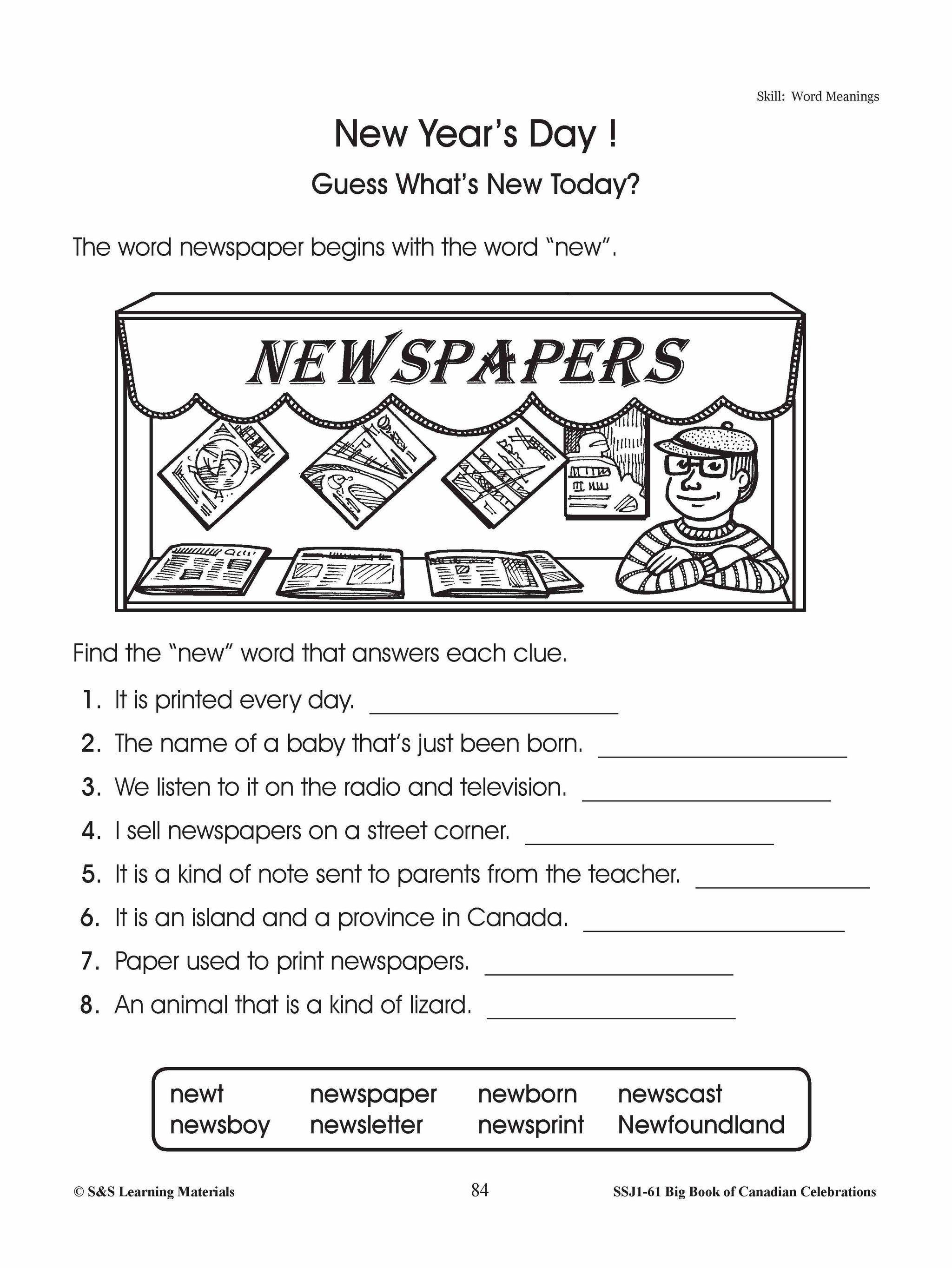 Happy New Year Gr. 1-3 Teacher Directed Lessons & Activities