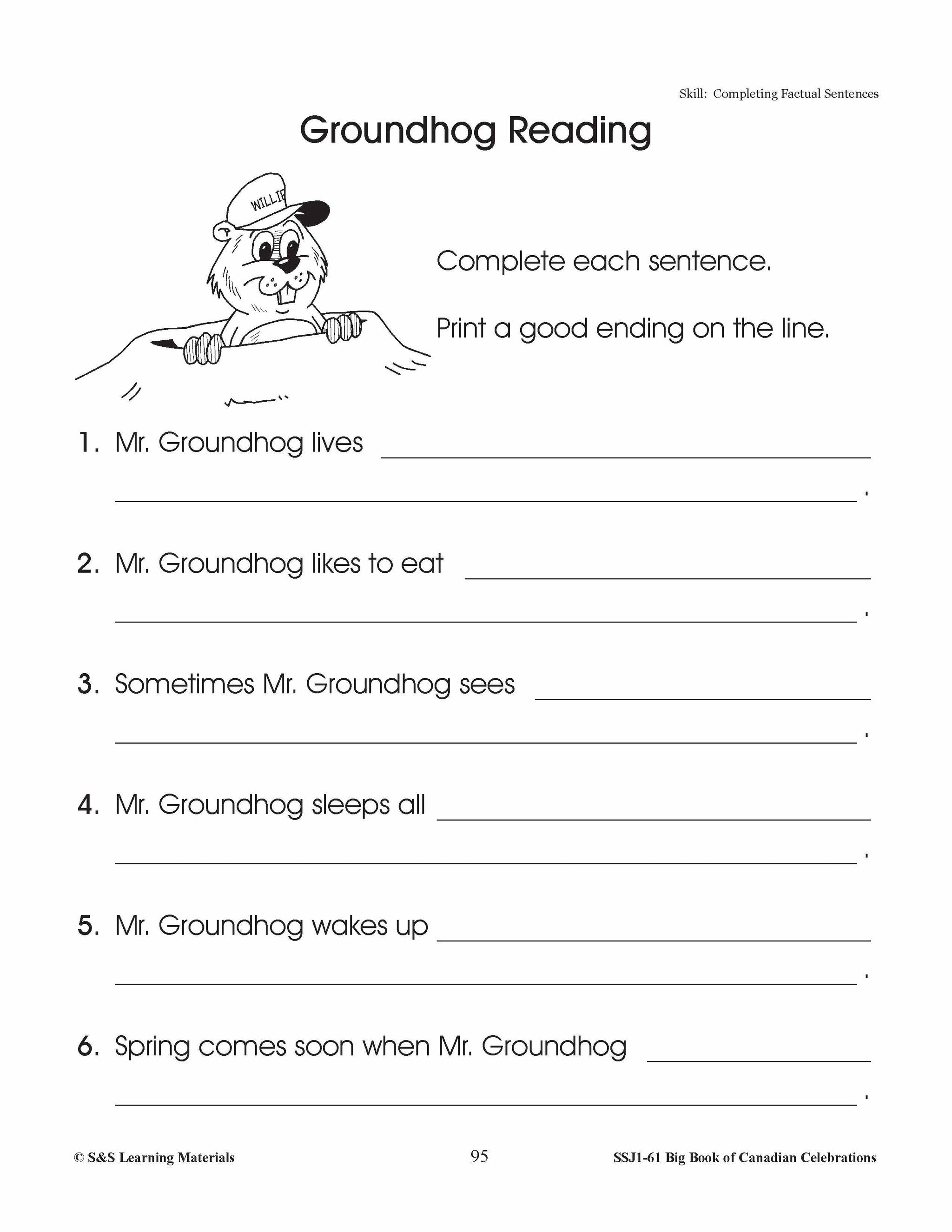 Groundhog Day Gr. 1-3  Teacher Directed Lessons & Activities