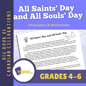 All Saints' Day and All Souls' Day Grade 4-6 Information and Worksheets