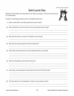 Saint Lucia Day Gr. 4-6 Information and Worksheets