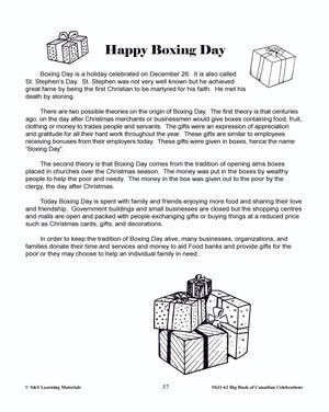 Happy Boxing Day Gr. 4-6 Information and Worksheets