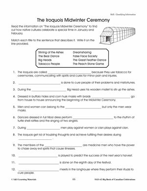 The Iroquois Midwinter Ceremony Gr. 4-6 Information and Worksheets