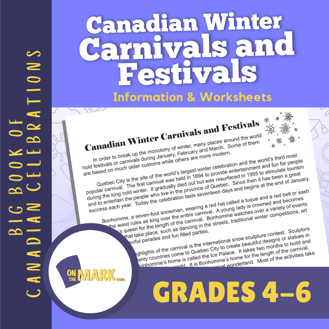 Canadian Winter Carnivals and Festivals Lesson Grades 4-6 Information and Worksheets